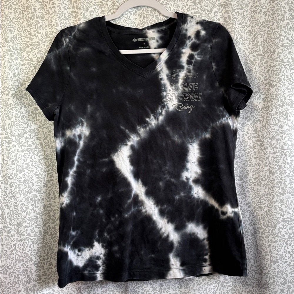 Harley-Davidson Black and White Tie-Dye Tee